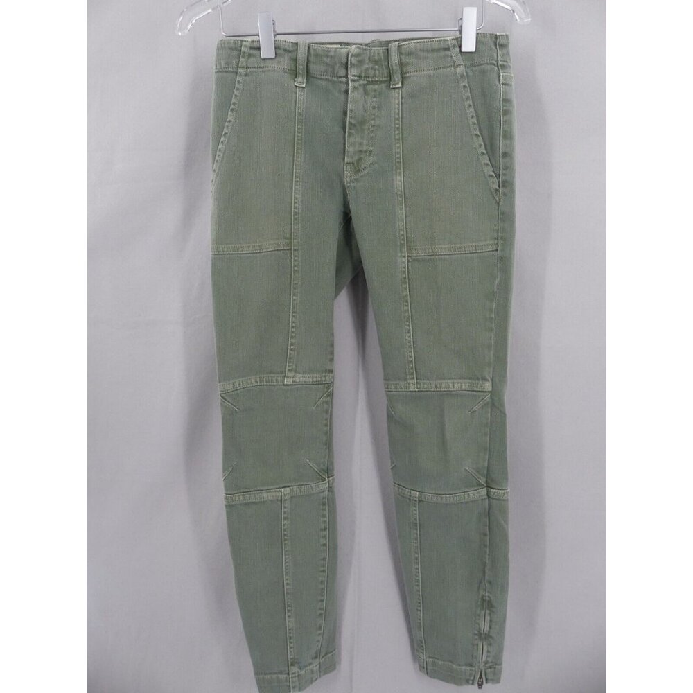 Nili Lotan Women's 2 Jeans Ankle Zip Skinny Crop 111/88 80 NL Utility Olive